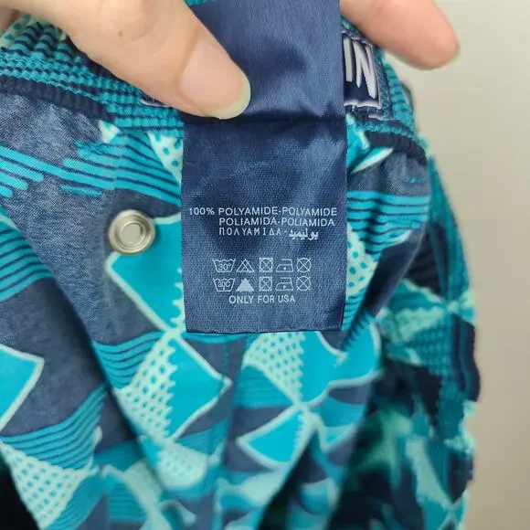 Vilebrequin Swim Shorts Mens XXXL Blue Geometric Print Swim Trunks Beach Summer